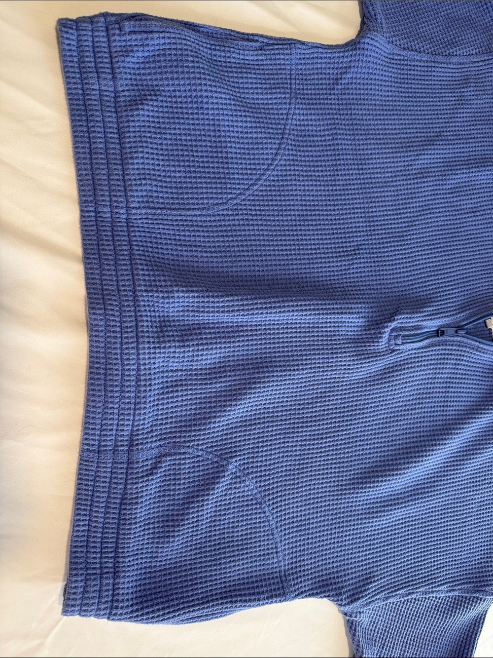 aerie Waffle-Knit Half-Zip Pullover in Periwinkle Blue - Picture 6 of 9